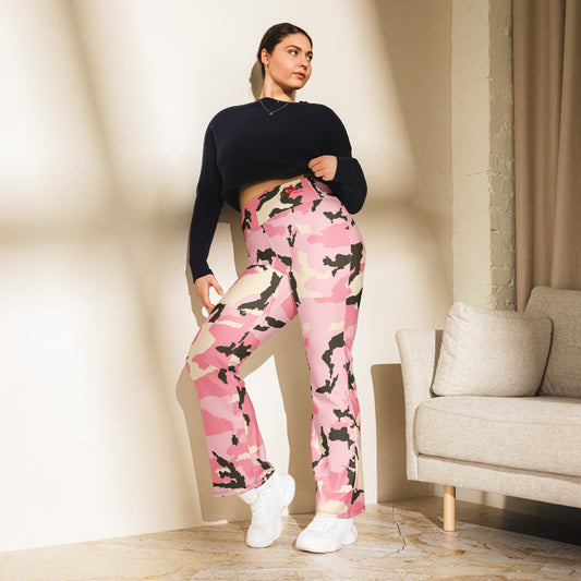 Be-Jo Leggings mit Schlag Camoufalge Rosa