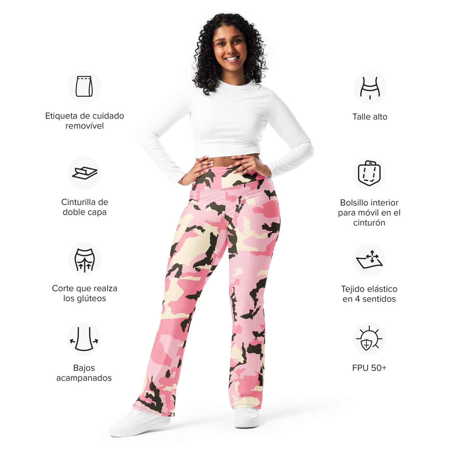 Be-Jo Leggings mit Schlag Camoufalge Rosa