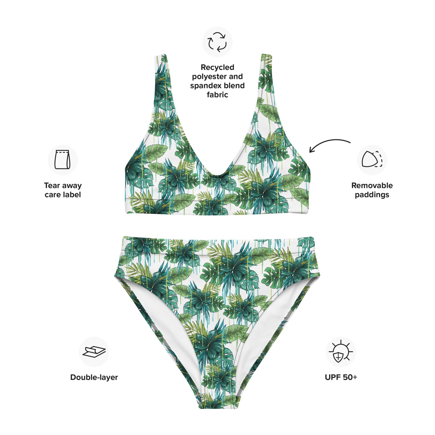 Be-Jo Recycelter High Waist Bikini Blätter