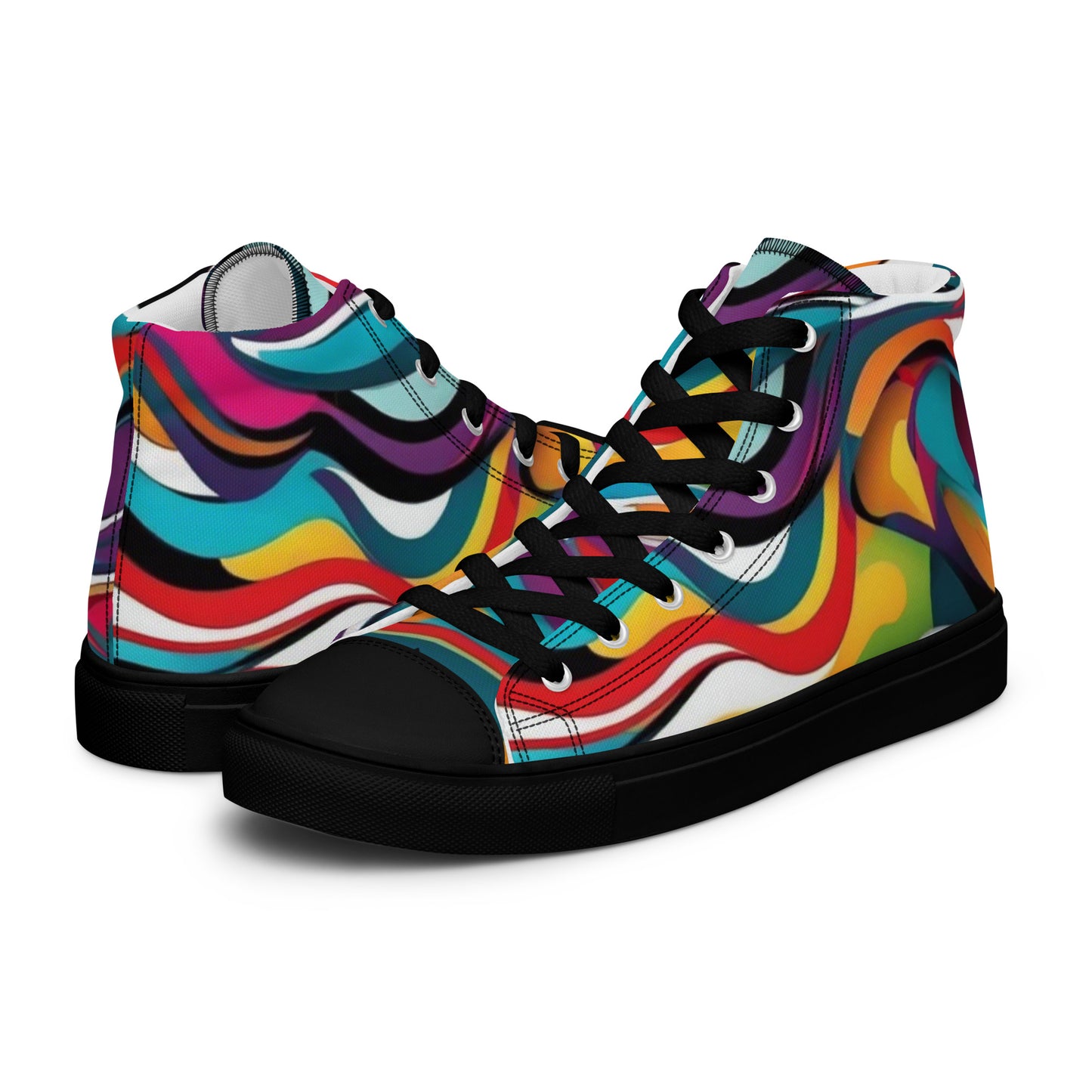 Be-Jo High-Top Leinenschuhe für Herren Sneakers Graffiti Wellen 3