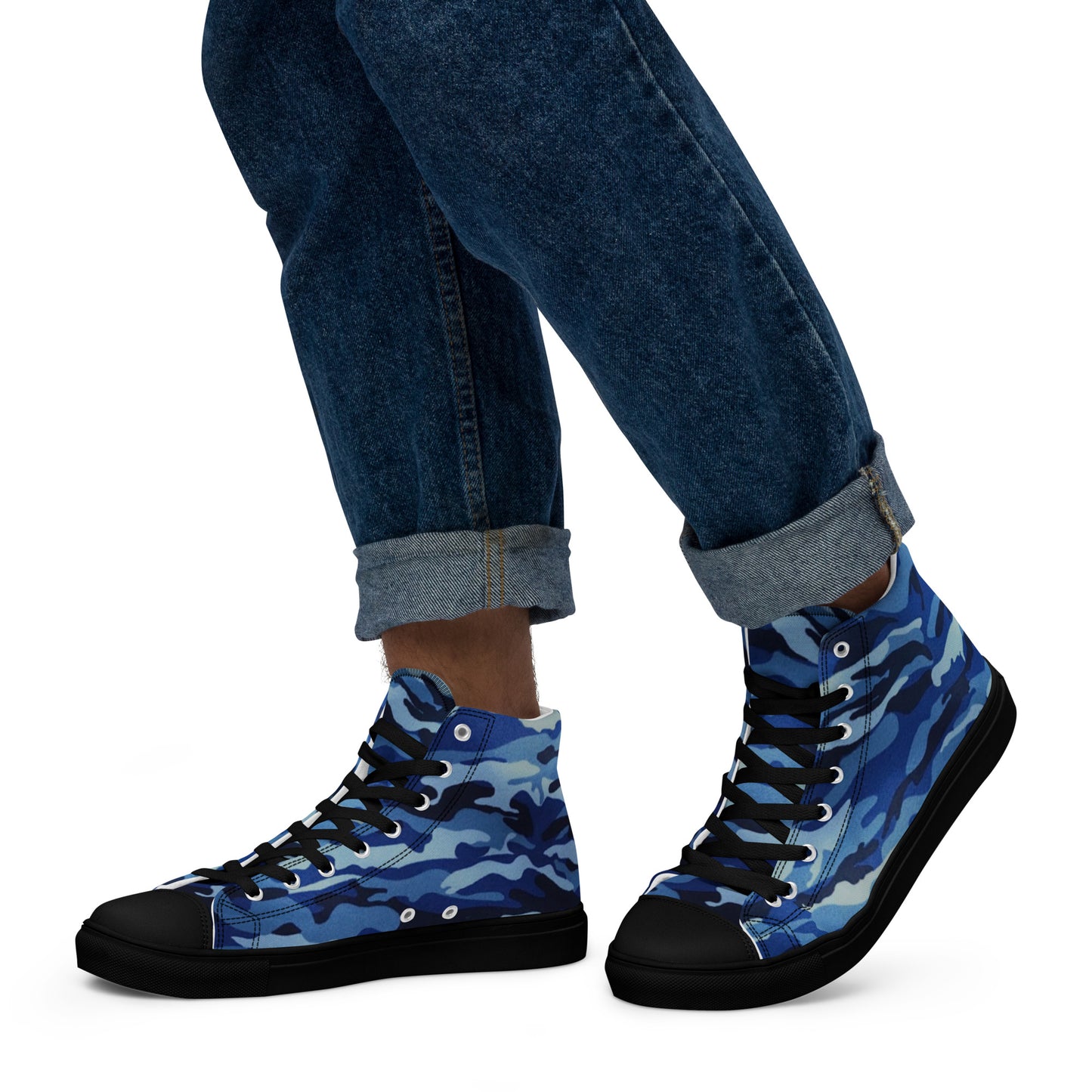 Be-Jo High-Top Leinenschuhe für Herren Sneakers Camouflage Blau