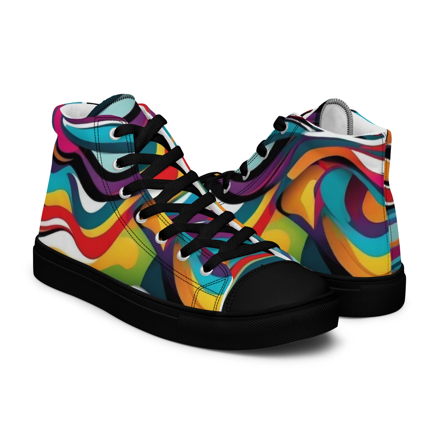 Be-Jo High-Top Leinenschuhe für Herren Sneakers Graffiti Wellen 3