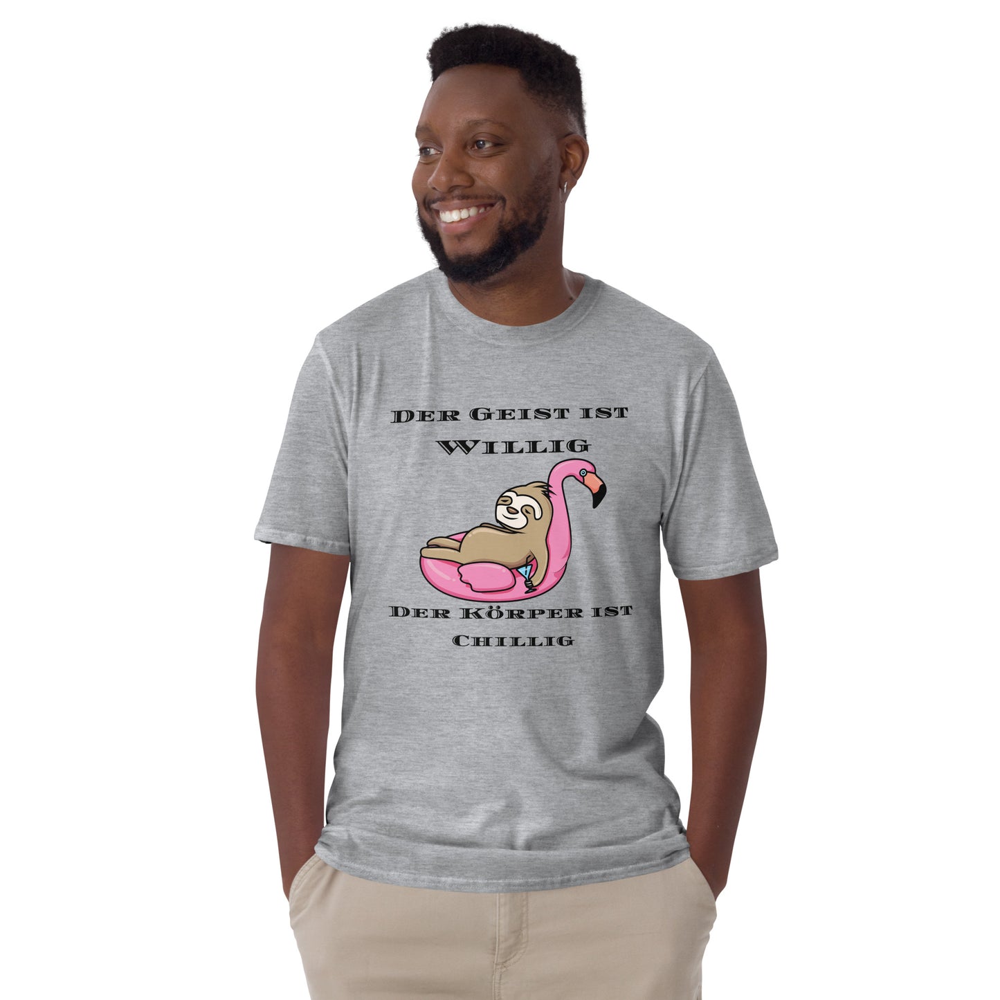 Kurzärmeliges Unisex-T-Shirt Faultier rosa