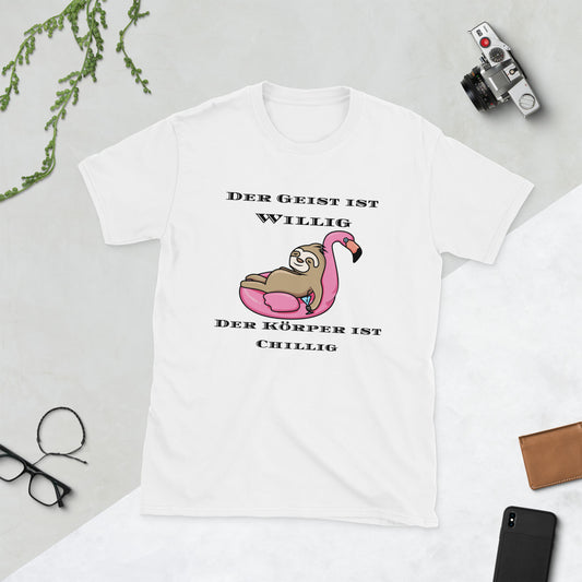 Kurzärmeliges Unisex-T-Shirt Faultier rosa