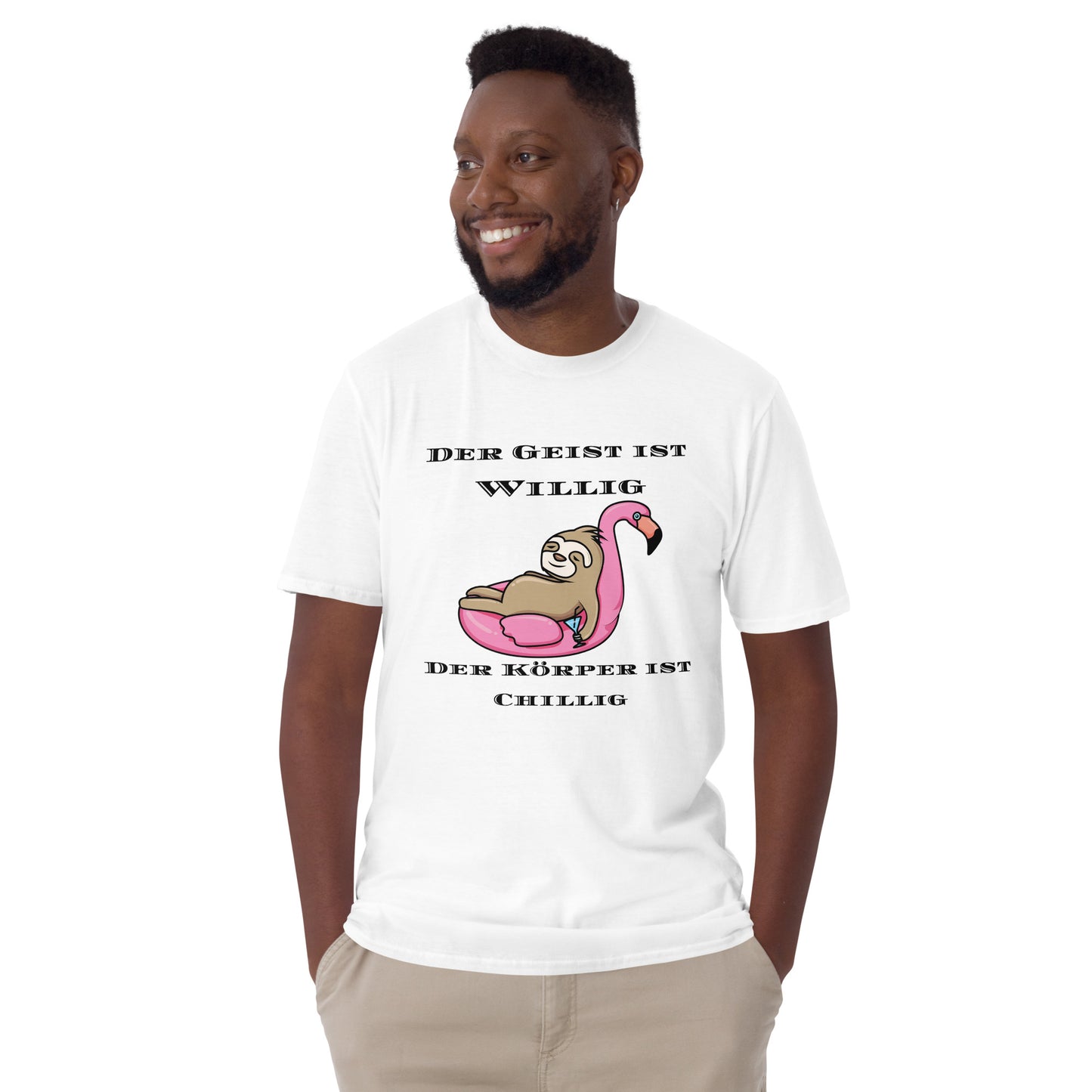 Kurzärmeliges Unisex-T-Shirt Faultier rosa