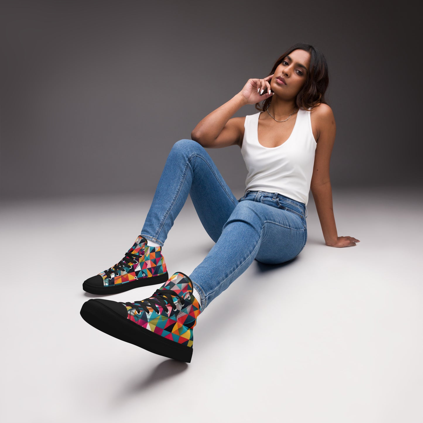 Be-Jo High-Top Leinenschuhe für Damen Graffiti Dreieck