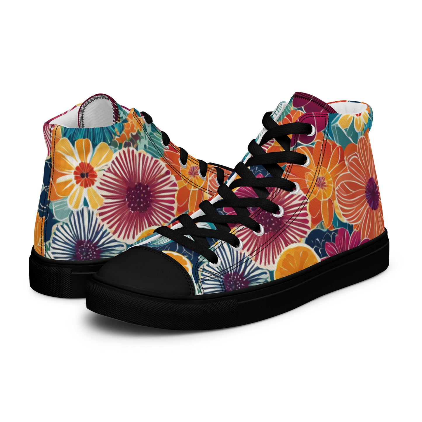 Be-Jo High-Top Leinenschuhe für Damen Sneakers Blumen 2