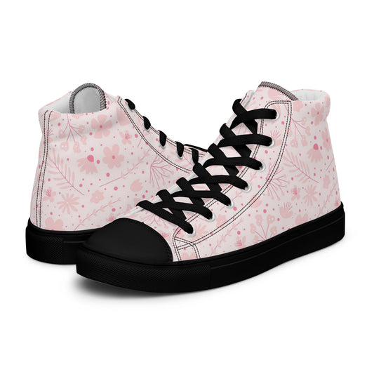 Be-Jo High-Top Leinenschuhe für Damen Sneakers Blumen Rosa