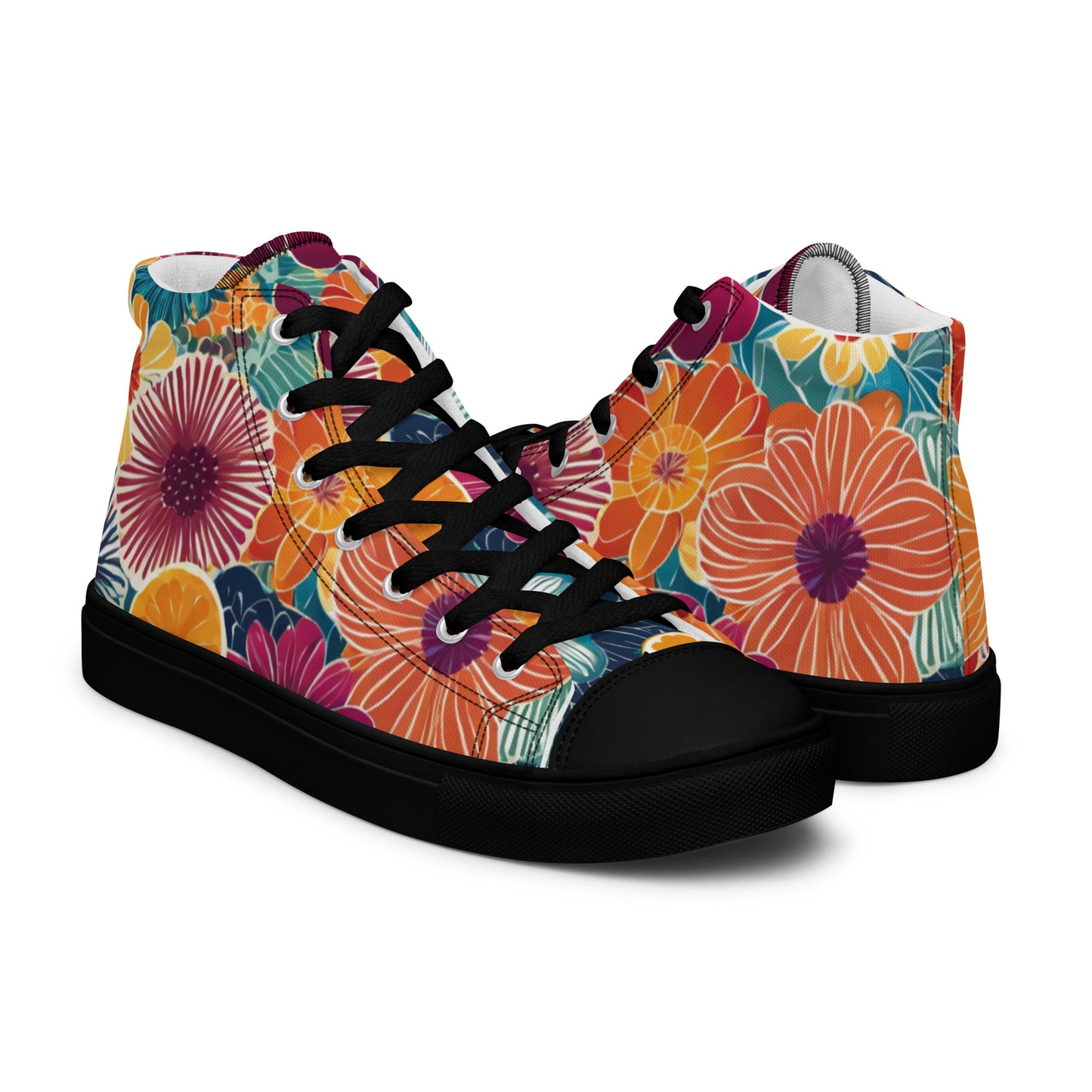 Be-Jo High-Top Leinenschuhe für Damen Sneakers Blumen 2