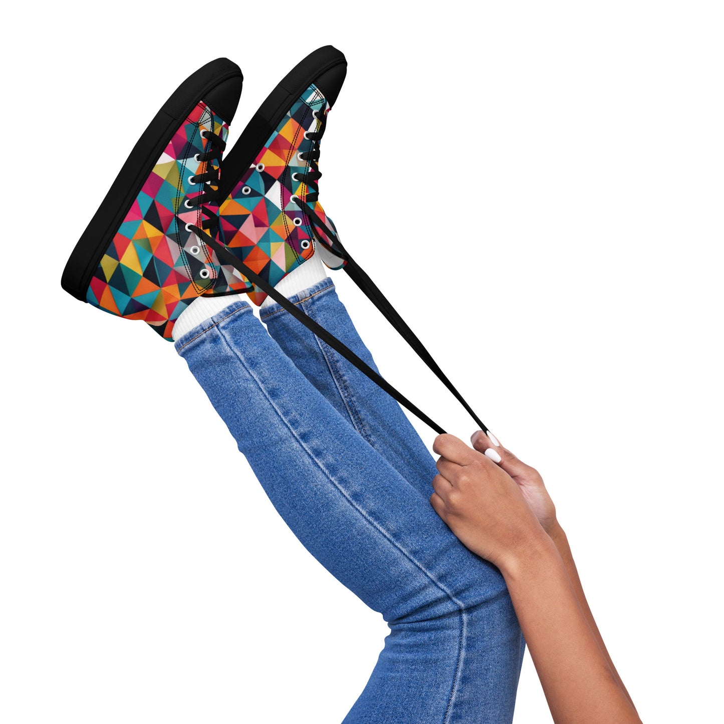 Be-Jo High-Top Leinenschuhe für Damen Graffiti Dreieck