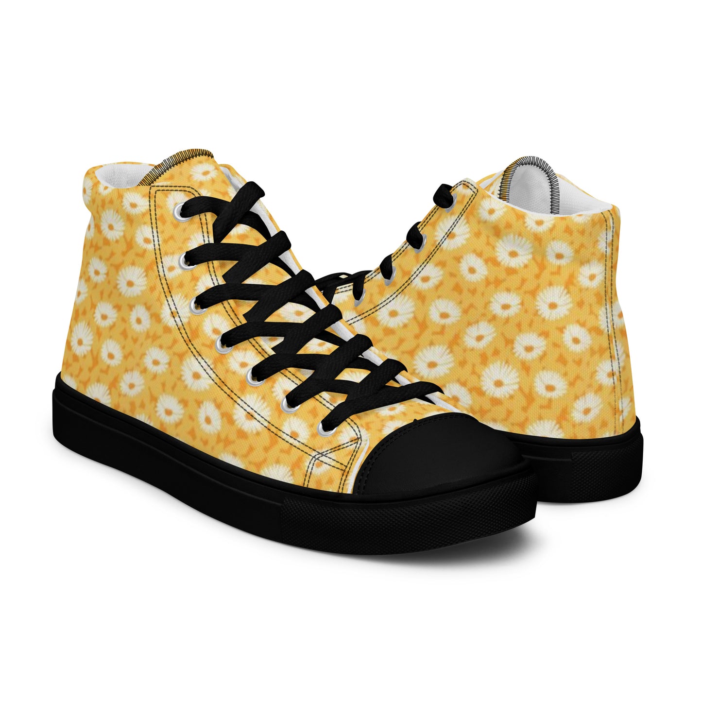 Be-Jo High-Top Leinenschuhe für Damen Sneakers Blumen Gelb