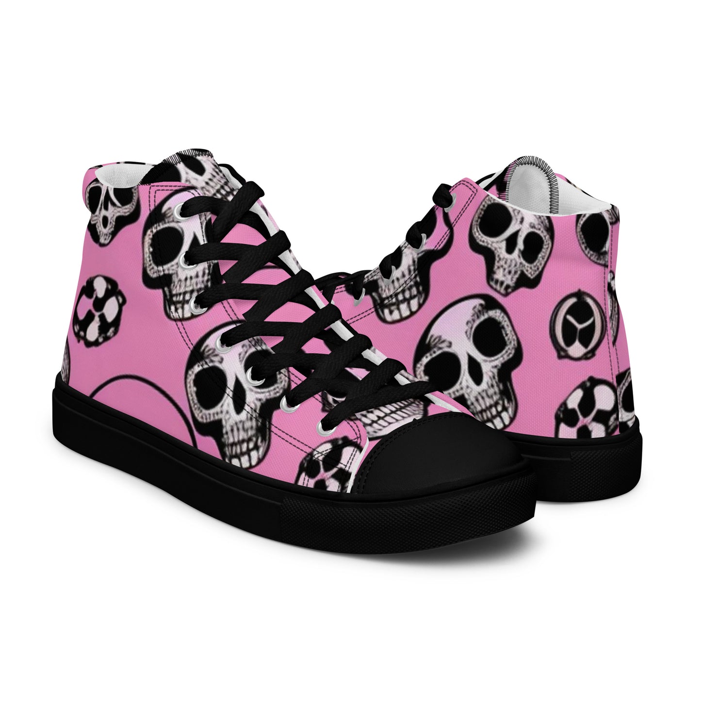 Be-Jo High-Top Leinenschuhe für Damen Sneakers Totenkopf Rosa