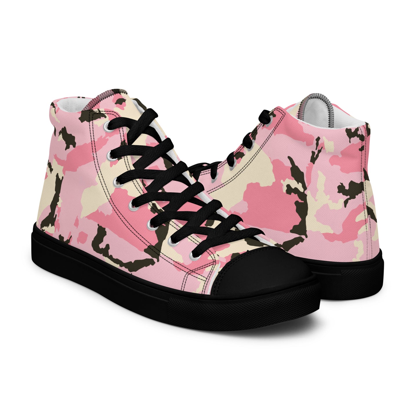 Be-Jo High-Top Leinenschuhe für Damen Sneakers Camouflage Rosa