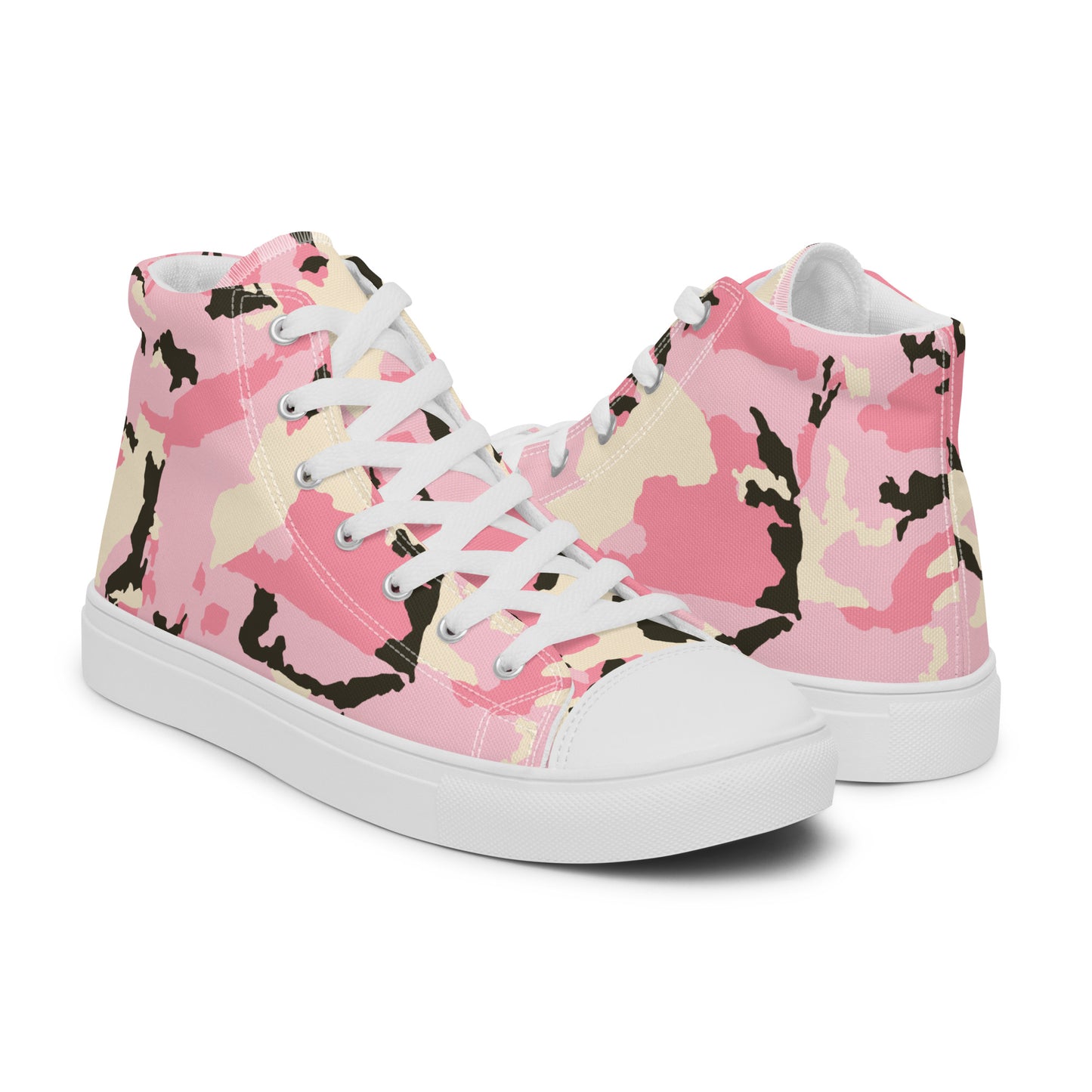 Be-Jo High-Top Leinenschuhe für Damen Sneakers Camouflage Rosa